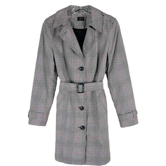 Marks & Spencer Jackets & Blazers - M&S black white plaid houndstooth lightweight trench belted jacket medium